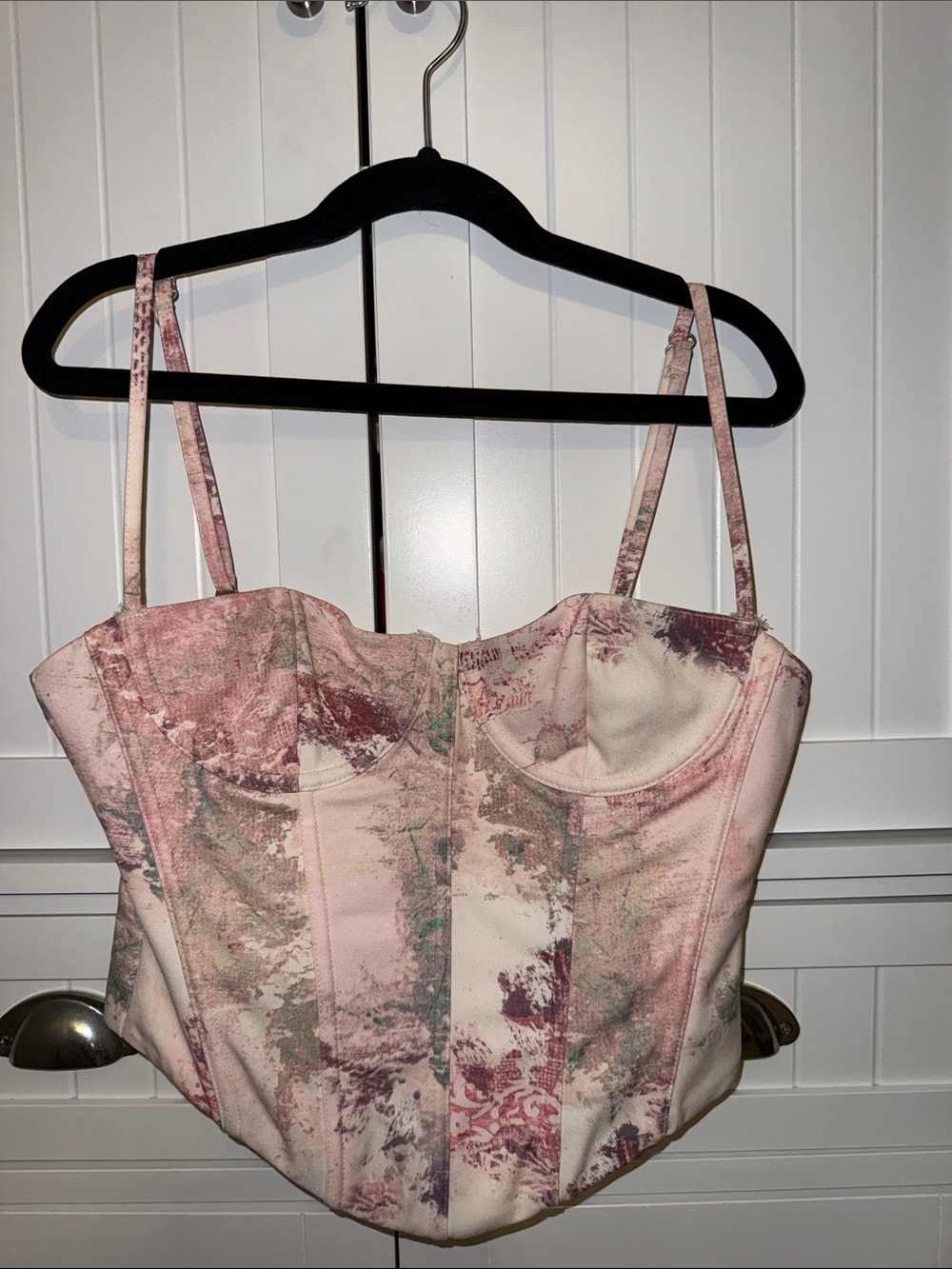 White Fox Corset Top in Pink Watercolor Print